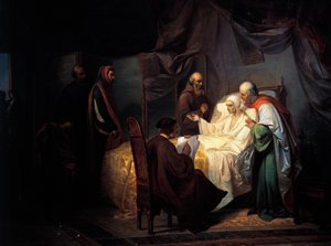 Dante Alighieri auf seinem Sterbebett