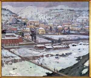 Ansicht von Genua im Schnee, Italien
