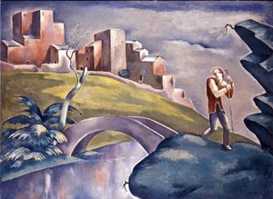 Landschaft mit menschlicher Figur / Landschaft mit Wanderer