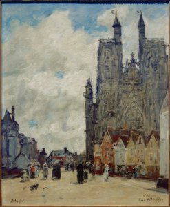 Straße und Kirche Saint-Vulfran