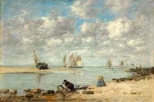 Waschfrau nahe Trouville von Eugene Louis Boudin