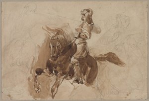 Gepanzerte Figur zu Pferd (recto)