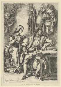 Götz von Berlichingen schreibt seine Memoiren, nach 1845 von Eugène Delacroix