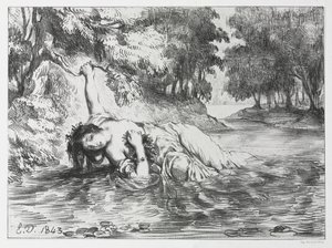 Hamlet: Der Tod von Ophelia, 1843 von Eugène Delacroix