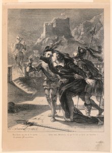 Illustration für Hamlet: Hamlet versucht, dem Geist seines Vaters zu folgen (I,4) von Eugène Delacroix