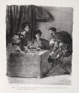 Illustrationen zu Faust: Méphistophélés bei Marthe von Eugène Delacroix