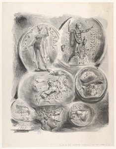 Studien von sieben griechischen Münzen von Eugène Delacroix