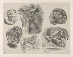Studien von sechs griechischen Münzen von Eugène Delacroix