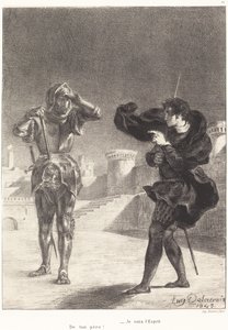 Der Geist auf der Terrasse (Akt I, Szene V) von Eugène Delacroix
