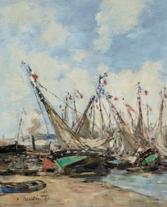 Trouville, der Hafen, gestrandete Segelboote