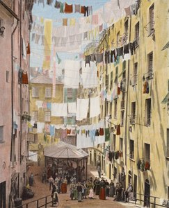 Straße im alten Viertel von Genua, Italien (Farbfoto) von European Photographer