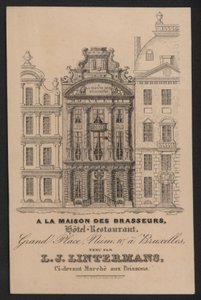 A La Maison Des Brasseurs, Hotel Restaurant, Brüssel, L J Lintermans (Gravur) von European School