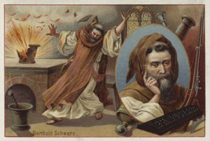 Berthold Schwarz, legendärer deutscher Alchemist des 14. Jahrhunderts, der das Schießpulver erfunden haben soll