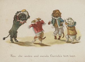 Komische Hunde (Farblithographie) von European School