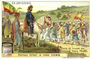 Kaiser Menelik II. von Äthiopien inspiziert Truppen