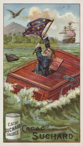 Gulliver in seiner Reisekiste, die von einem Adler ins Meer geworfen wird von European School