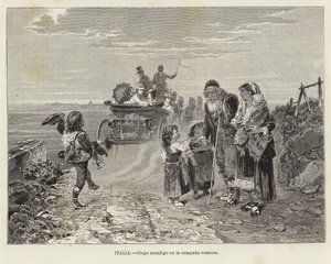 Italien - Blinder Bettler in der römischen Landschaft von European School