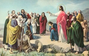 Jesus Christus hält die Bergpredigt
