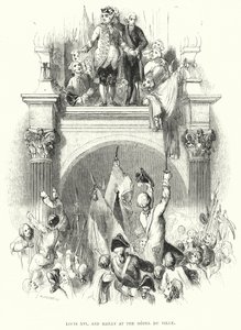 Ludwig XVI. und Bailly im Hôtel de Ville (Gravur)