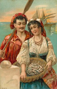 Mittelmeerfischer und Frau