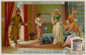 Nala kommt als Bote zu Damayanti und ihren Dienerinnen