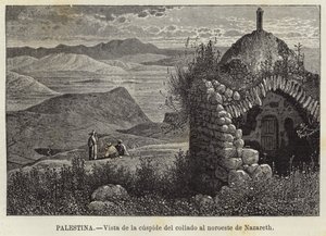 Palästina, Blick vom Gipfel des Hügels nordwestlich von Nazareth von European School