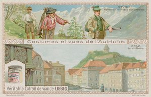 Zurückkehrende Jäger in der Steiermark und Blick auf Graz