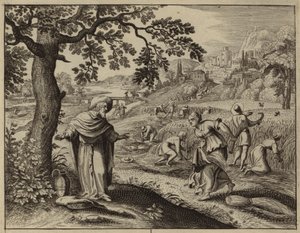 Ruth trifft Boas beim Ährenlesen auf seinem Feld