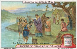 Serben zum Christentum bekehrt, Liebig-Karte, frühes 20. Jahrhundert von European School