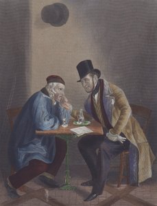 Der Wähler und der Kandidat (Farblithografie)