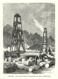 Eine Ölquelle im Oil-Creek-Tal (Stich) von European School