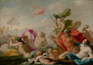 Meeresgötter huldigen der Liebe von Eustache Le Sueur