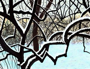 Kirschbaum im Schnee, Brooklyn