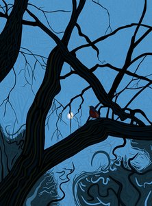 Mond und Rotkehlchen um 7 Uhr von Evan Sklar