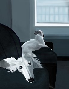 Penny und Minnie auf der Couch von Evan Sklar