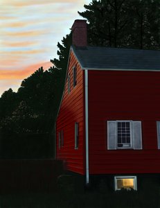 Rotes Haus in Beaccon, NY, Morgendämmerung