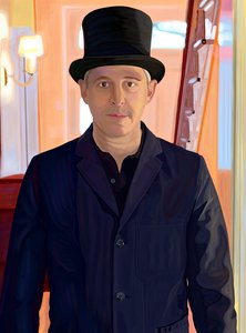 Selbstporträt im Reithut von Evan Sklar