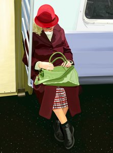 Frau in der U-Bahn