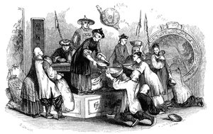 Verteilung von Korn an die Menschen während einer Hungersnot, 1847 von Evans