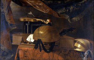Musikinstrumente. Gemälde von Evaristo Baschenis (1617 - 1677) von Evaristo Baschenis