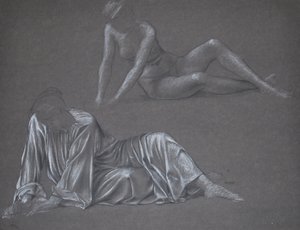 Doppelstudie für Earthbound - liegende weibliche Figur, 1897 von Evelyn De Morgan