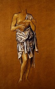 Linkshändige weibliche Bittstellerin auf einem Steg von Evelyn De Morgan