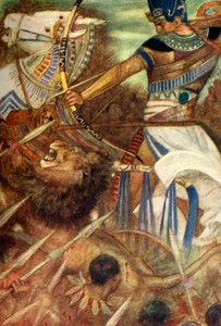 Ramses II begleitet von einem Löwen, 1915