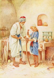 Der Junge Jesus in der Werkstatt des Zimmermanns