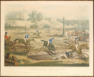 Großes Militär-Hindernisrennen in London, Kanada West, 9. Mai 1843, graviert von J. Harris, 1845