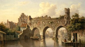 Ruinen über dem Fluss Birchel in Zutphen, Holland