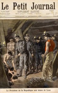 Felix Faure (1841-99) Präsident der Republik, in den Minen von Lens, aus Le Petit Journal, 11. Dezember 1898
