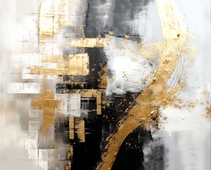 Abstrakte Silber- und Gold-Digitalmalerei, quadratische Kunst