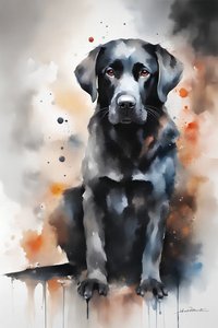 Niedliches Porträt eines schwarzen Hundes von F. Abderrahim