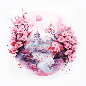 Traditioneller japanischer Hausgarten, Yoga-Poster, Meditations-Wandkunstdrucke von F. Abderrahim